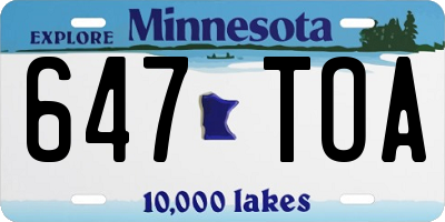 MN license plate 647TOA