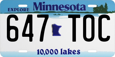 MN license plate 647TOC