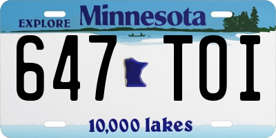 MN license plate 647TOI