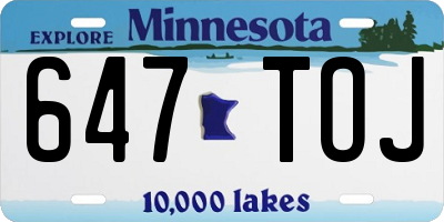 MN license plate 647TOJ