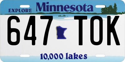 MN license plate 647TOK