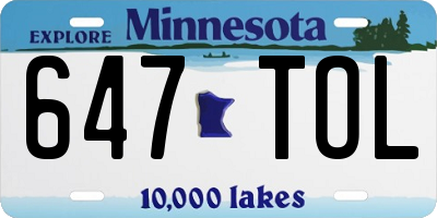 MN license plate 647TOL