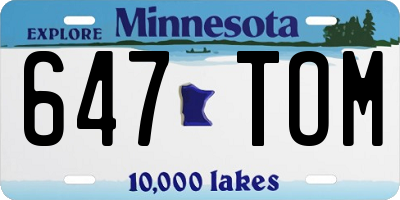 MN license plate 647TOM
