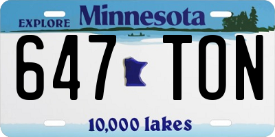 MN license plate 647TON