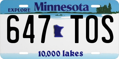 MN license plate 647TOS