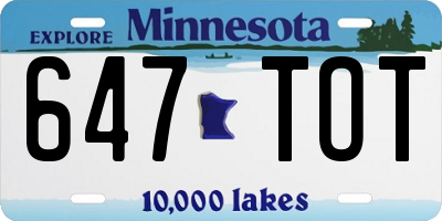 MN license plate 647TOT