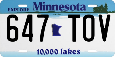 MN license plate 647TOV