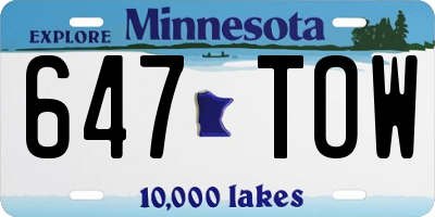 MN license plate 647TOW