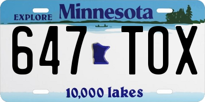 MN license plate 647TOX