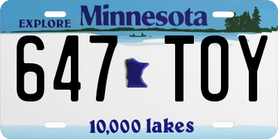 MN license plate 647TOY