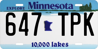 MN license plate 647TPK