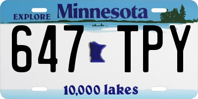 MN license plate 647TPY