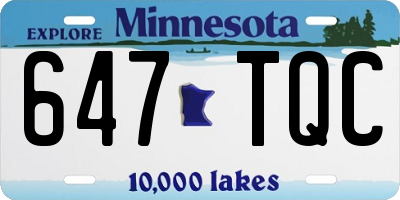 MN license plate 647TQC