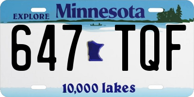 MN license plate 647TQF
