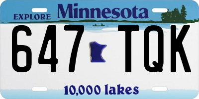 MN license plate 647TQK