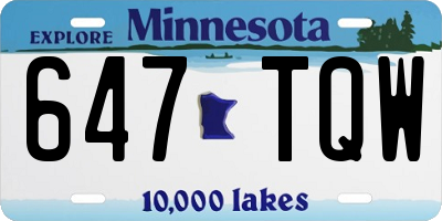 MN license plate 647TQW