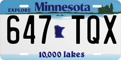 MN license plate 647TQX