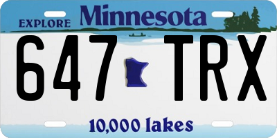 MN license plate 647TRX