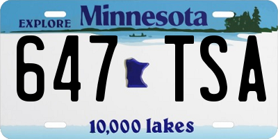 MN license plate 647TSA