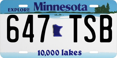 MN license plate 647TSB