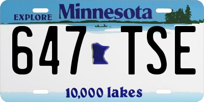 MN license plate 647TSE