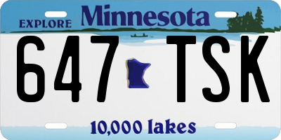 MN license plate 647TSK