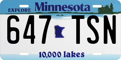MN license plate 647TSN