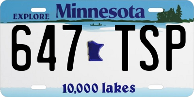 MN license plate 647TSP