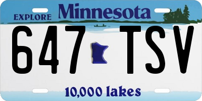 MN license plate 647TSV