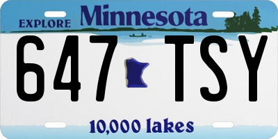 MN license plate 647TSY