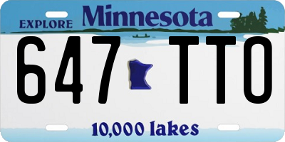 MN license plate 647TTO
