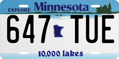 MN license plate 647TUE