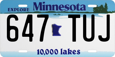 MN license plate 647TUJ