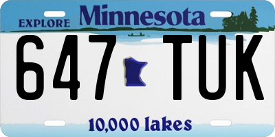 MN license plate 647TUK