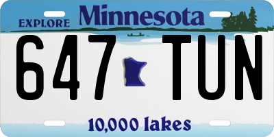 MN license plate 647TUN