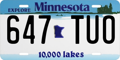 MN license plate 647TUO