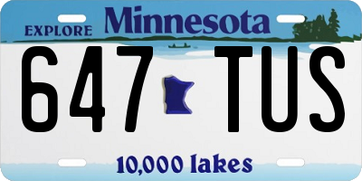 MN license plate 647TUS