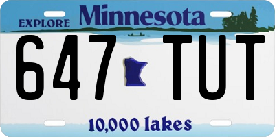 MN license plate 647TUT
