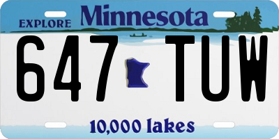 MN license plate 647TUW