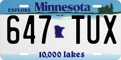 MN license plate 647TUX