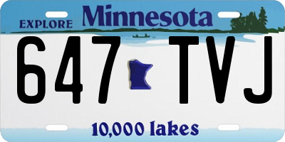 MN license plate 647TVJ