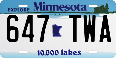 MN license plate 647TWA