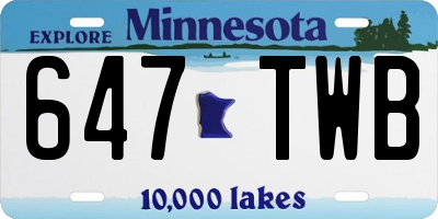 MN license plate 647TWB