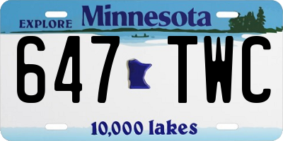 MN license plate 647TWC