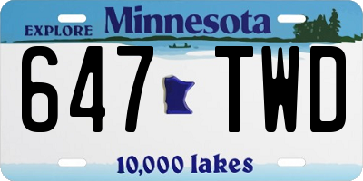 MN license plate 647TWD