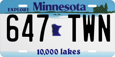 MN license plate 647TWN