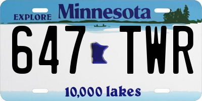 MN license plate 647TWR