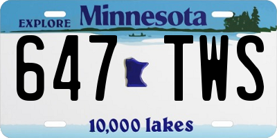 MN license plate 647TWS