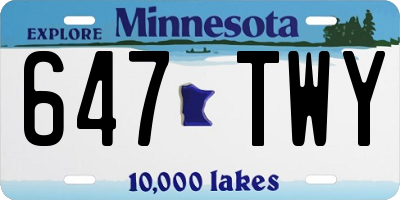 MN license plate 647TWY