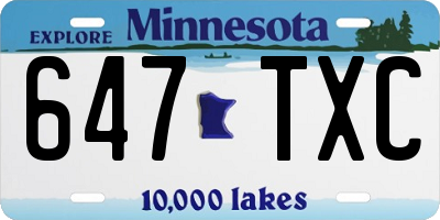 MN license plate 647TXC
